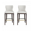 Tabouret de bar Blair moderne en bois avec revetement en tissu blanc - Lot de 2