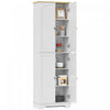 HOMCOM Armoire de garde-manger avec 4 portes, 72 po de haut, blanc