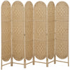 HOMCOM Paravent 6 Panneaux, Ecran Pliable Bohemien, Bois Naturel