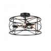 Plafonnier semi-affleuré Calah de Dainolite avec fini noir mat et 3 ampoules incandescentes