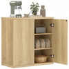 HOMCOM Buffet, meuble de cuisine avec portes a fermeture douce, chene