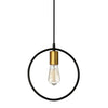 Luminaire suspendu Geometric circulaire de Dainolite avec fini noir mat et bronze rétro, et 1 ampoule