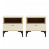 Table de nuit moderne Amara 20\" en creme et chene clair (1 tiroir) - Lot de 2
