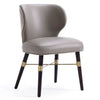 Chaise de salle à manger moderne Strine de Manhattan Comfort revêtue de velours avec pattes en bois massif - taupe foncé