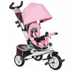 Qaba Tricycle 4 En 1 Pour Tout-petits, Tricycle Pour Enfants Avec Auvent Pliable, Poignee Et Housse Amovibles, Panier De Rangement, Ceinture De Securite A 5 Points, Pour Enfant De 1 A 5 Ans, Rose