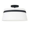 Plafonnier semi-affleuré Symphony de Dainolite avec abat-jour blanc, fini noir mat et 3 ampoules