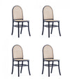 Chaise de salle a manger Paragon Industry Chic avec dossier en cannage, bois et assise rembourree, noir et gris - Lot de 4