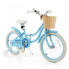 Costway 18\" Velo Enfant Avec Roues D'entrainement Reglable Guidon Siege Frein A Main Bleu