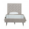 Lit simple moderne Crosby en velours capitonne coloris grege