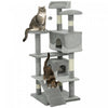 Pawhut Arbre A Chat De 53 Po, Grand Meuble Pour Chat, Centre D'activites A Plusieurs Niveaux Avec Griffoirs, Perchoirs, Rampe Et Balles Pendantes, Gris