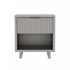 Table de nuit contemporaine Elara 18\" en bois massif, gris clair (1 tiroir)