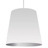 Très grand luminaire suspendu de Dainolite avec très grand abat-jour cylindrique blanc et argenté, et 1 ampoule