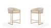 Tabouret de comptoir rembourre en metal style mid-century Louvre, creme - Lot de 2