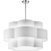 Lustre Phlox de Dainolite avec abat-jour blanc, fini chromé poli et 4 ampoules