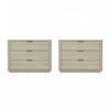 Table de nuit moderne Evelyn 32\" en naturel (3 tiroirs) - Lot de 2