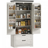HOMCOM Armoire garde-manger de cuisine 64\" avec portes et tiroirs, blanc