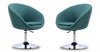 Fauteuil lounge pivotant moderne Hopper en tissu bleu sarcelle - Lot de 2