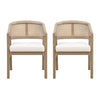 Liam Ensemble de 2 chaises de salle a manger confortables avec dossier en rotin et structure en bois de caoutchouc, frene clair