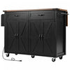 Chariot De Cuisine Elton 53,5\" En Bois Reconstitue Avec Prise Electrique Et Rangement - Noir