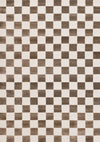 Carpette géométrique Leopold brune et blanche à motif de carreaux - 2 pi 7 po x 4 pi 11 po