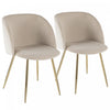 Chaise de salle à manger contemporaine Fran en velours crème - ensemble de 2