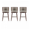 Tabouret de bar moderne en bois et tissu Evalyn, coloris Dove - Lot de 3