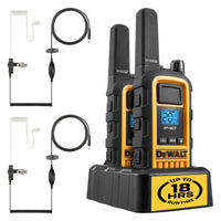 2 Dewalt Dxfrs800 Talkies Walkie Plus Earpieces - 2 Watt, Heavy Duty, 22 Channel Long Range Two Way
