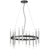 Lustre Derry de Dainolite avec fini noir mat et chromé poli et 24 ampoules