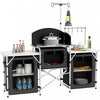 Outsunny Cuisine de camping pliante avec armoires en tissu pare-brise, noir