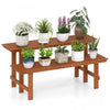 Costway 2 Etage Stand De Plante En Bois Avec Huile De Tec Finition Interieur Et Exterieur Pot De Fleurs