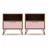 Table de nuit Rockefeller Mid-Century Modern 20\" en rose (1 tiroir) - Lot de 2