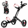 Caddie De Golf Pliable 3 Roues En Acier A Pousser Ou Tirer Avec Porte-parapluie