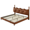 Cadre de lit plateforme en simili cuir Emma avec tete de lit, taille King, marron