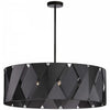 Lustre fermé Cardano de Dainolite avec ruban noir, fini noir mat et 4 ampoules
