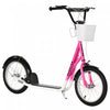 Homcom Trottinette Patinette Pour Enfants 5-12 Ans Hauteur Guidon Reglable Frein Av/ar Panier De Rangement Porte-gobelet Integres Roues Pneumatiques Bequille Metal Alliage D'alu Rose
