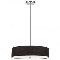 Luminaire suspendu Everly de Dainolite avec abat-jour noir, fini chromé poli et 4 ampoules