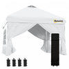 Outsunny Tonnelle Barnum Tente D'auvent Pop Up 10' X 10', Tente D'abri Instantanee Avec Parois Laterales, Fenetres, Sac A Roulettes Pour Jardin, Terrasse, Blanc