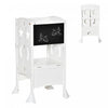Qaba Tour D'apprentissage Tour D'observation Pour Enfants De 3 A 6 Ans Avec Tableau Noir Style Moderne Et Elegant Materiau En Mdf Solide Pour Cuisine Toilettes Salle A Manger Blanc
