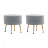 Lot de 2 poufs d’appoint Bailey style milieu du siecle moderne en tissu gris