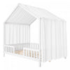 Paul Lit Montessori au sol avec baldaquin et barrieres hautes, Taille Double, Blanc