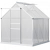 Outsunny Serre De Jardin Aluminium Polycarbonate Serre A Tomates Jardinerie Plantes Fondation Lucarne Reglable Porte Coulissante 6.2'l X 6.2'l X 6.6'h Argent Transparent