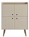 Armoire décorative Bogart de Manhattan Comfort de style moderne du milieu du 20e siècle - blanc cassé et naturelle