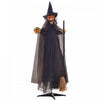Homcom 75\" Sorciere Avec Balai Decoration Exterieure D'halloween