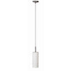 Luminaire suspendu Paza de Dainolite en verre blanc givré, avec fini chromé satiné et 1 ampoule