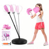 Costway Enfants Sac De Poinconnage Jeu De Jouet Reglable Stand Gants De Boxe Vitesse Boule Avec Pompe Rose