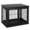 Pawhut Cage A Chien Decorative De 26\" En Bois Avec Double Porte D'entree Et Design Simple Et Moderne, Noir