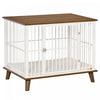 Pawhut Cage Pour Chien Moyens Animaux Avec Coussin Amovible Lavable Porte Verrouillable Avec Loquet Acier Panneaux De Particules Blanc Marron