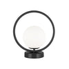 Lampe de table Adrienna de Dainolite en verre blanc opale, avec fini noir mat et 1 ampoule
