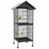 Pawhut Cage A Oiseaux En Metal Forge Avec Support Roulant, Conteneurs Alimentaires Portes Roues 67\" H, Noir