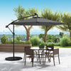 Parasol deporte solaire LED Costway 10 pieds avec 40 lumieres, manivelle et base croisee gris